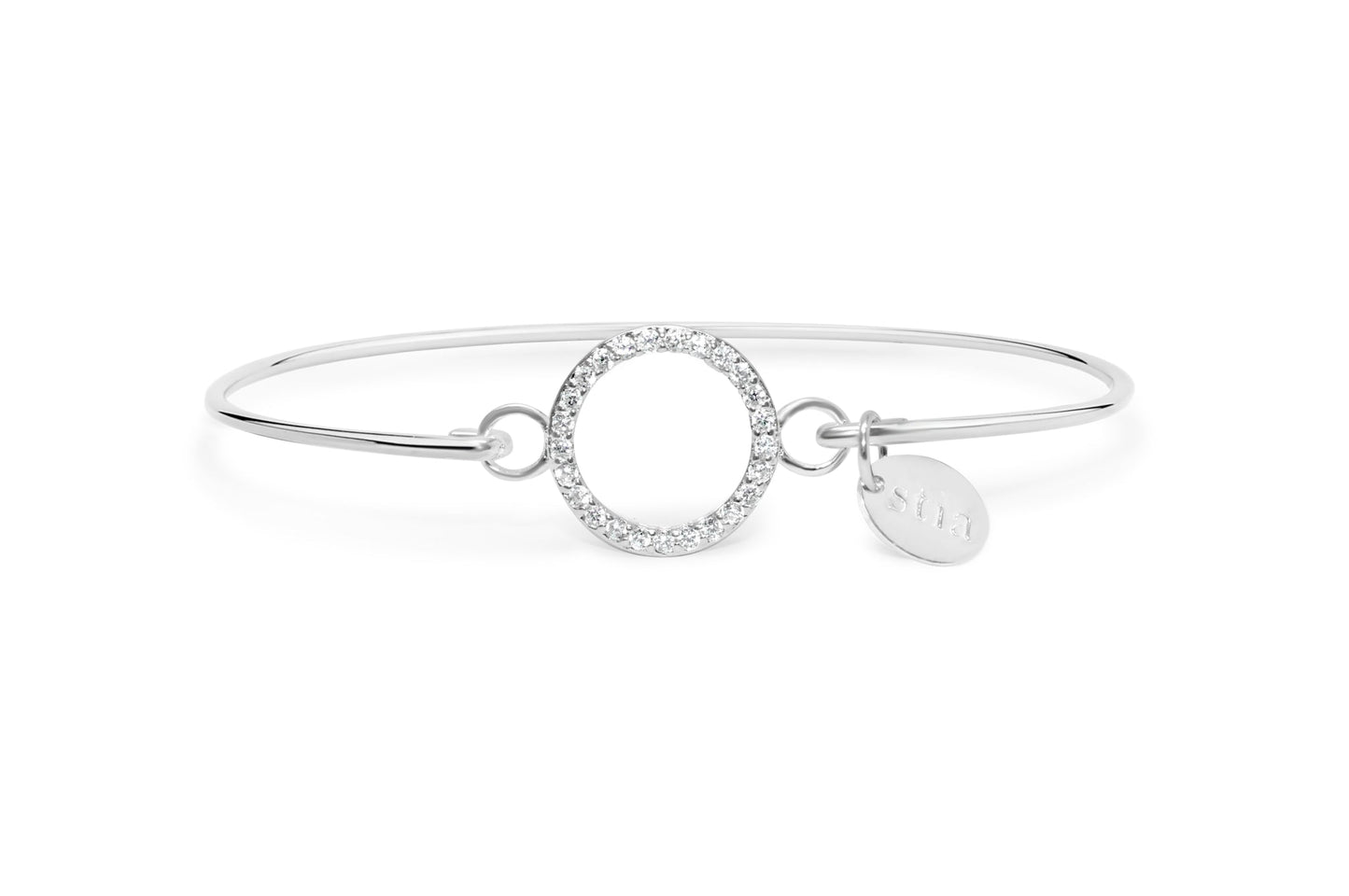 Pave Icon Bracelet Circle Silver