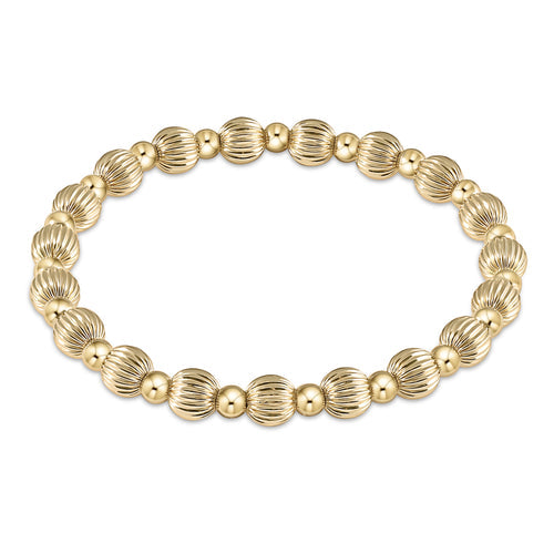 Dignity Grateful Pattern 6mm Bead Bracelet - Gold