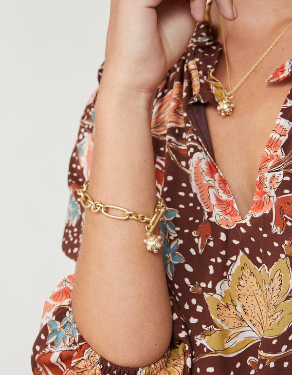 Vintage Ball Toggle Bracelet • Pearl