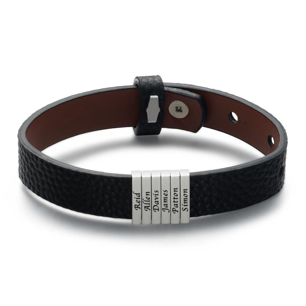 Custom Name Bracelet Silver Personalized Men's Bracelet Engraved Name Multicolor Bracelet Perfect Gift For Men On Father's Day