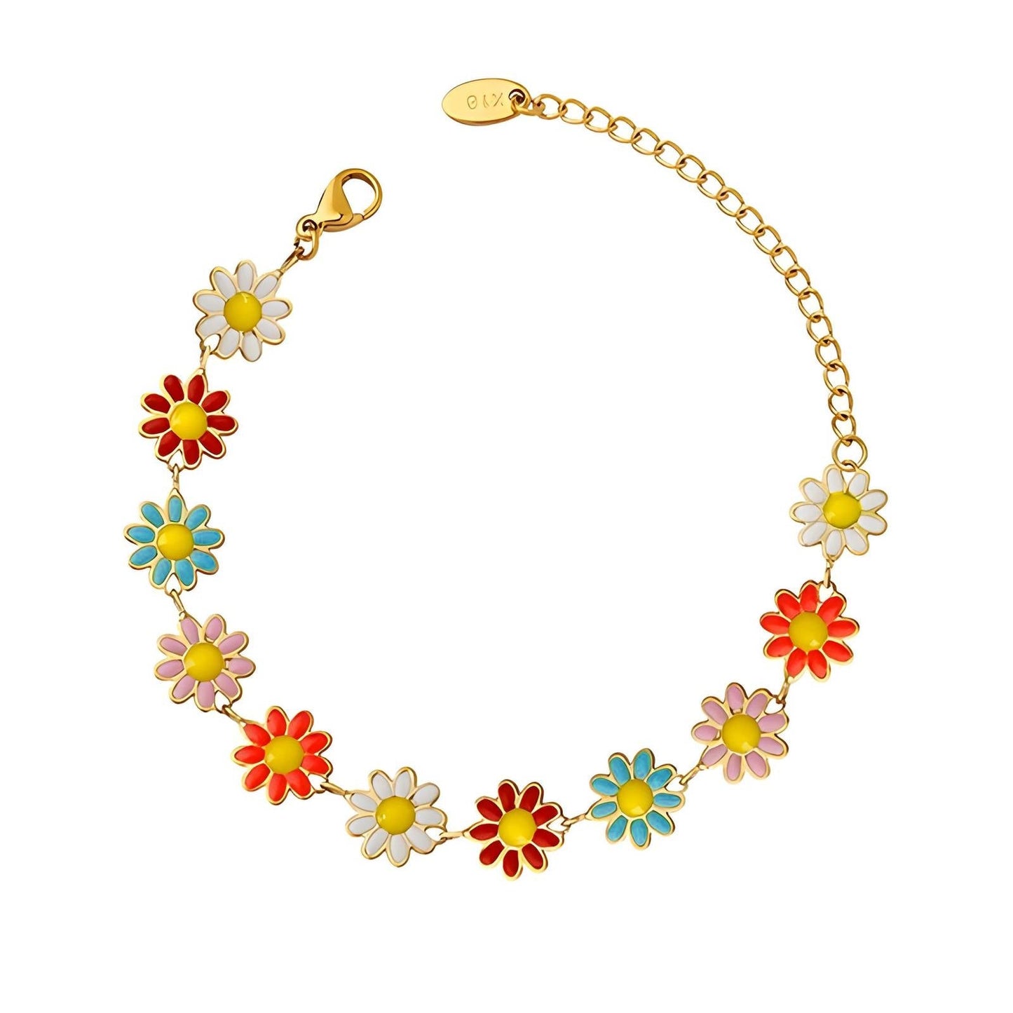 18K Gold Plated Flowers Bracelet 0.9 cm