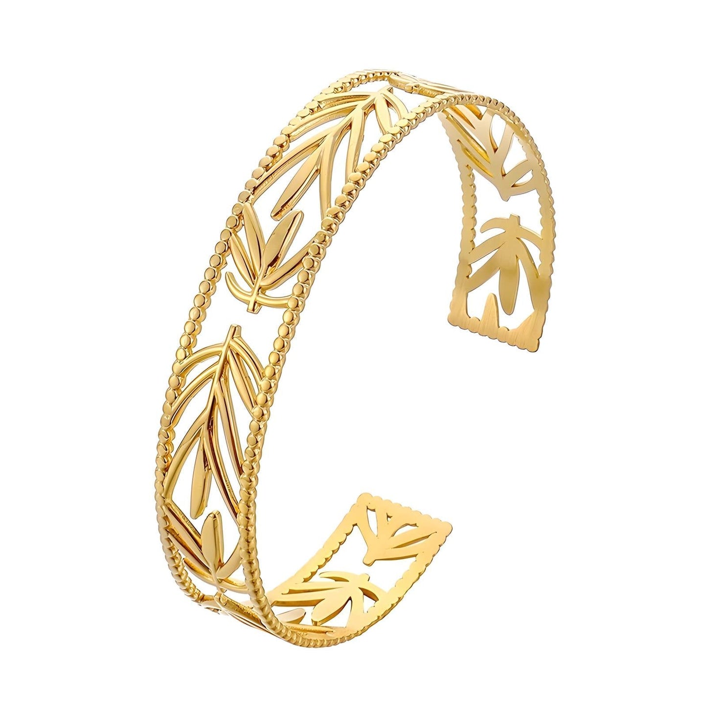 18K gold plated Stainless steel Leafs bracelet, Intensity