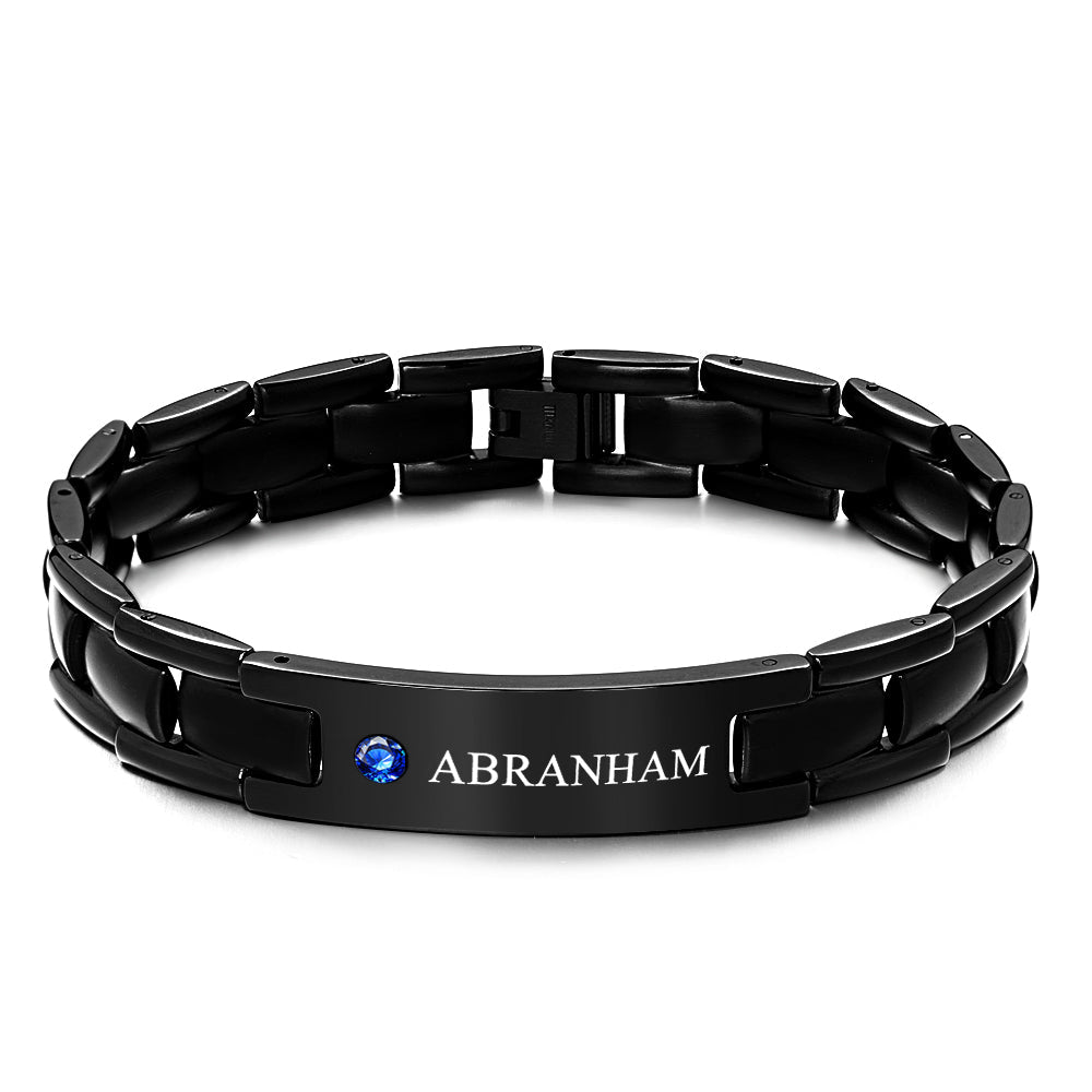 Personalized Diamond Bracelet Engravable Vintage Bracelet Gift For Men