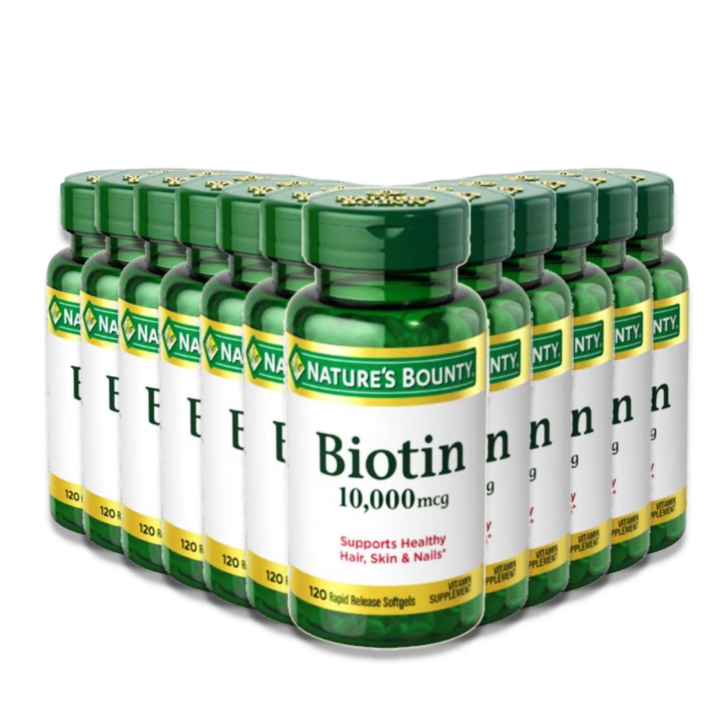Nature's Bounty Biotin 10000 mcg Ultra Strength - 120 Softgels - 12 Pack