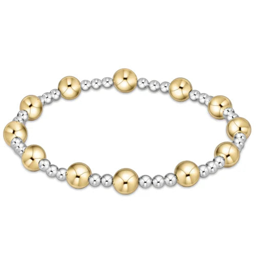 Classic Sincerity Pattern 6mm Bead Bracelet - Mixed Metal