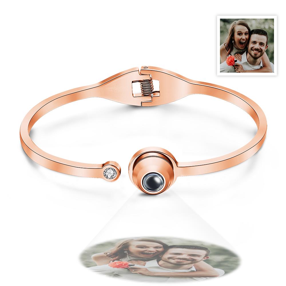 Custom Photo Projection White Rhinestone Bracelet Personalized Adjustable Bracelet Gifts For Her