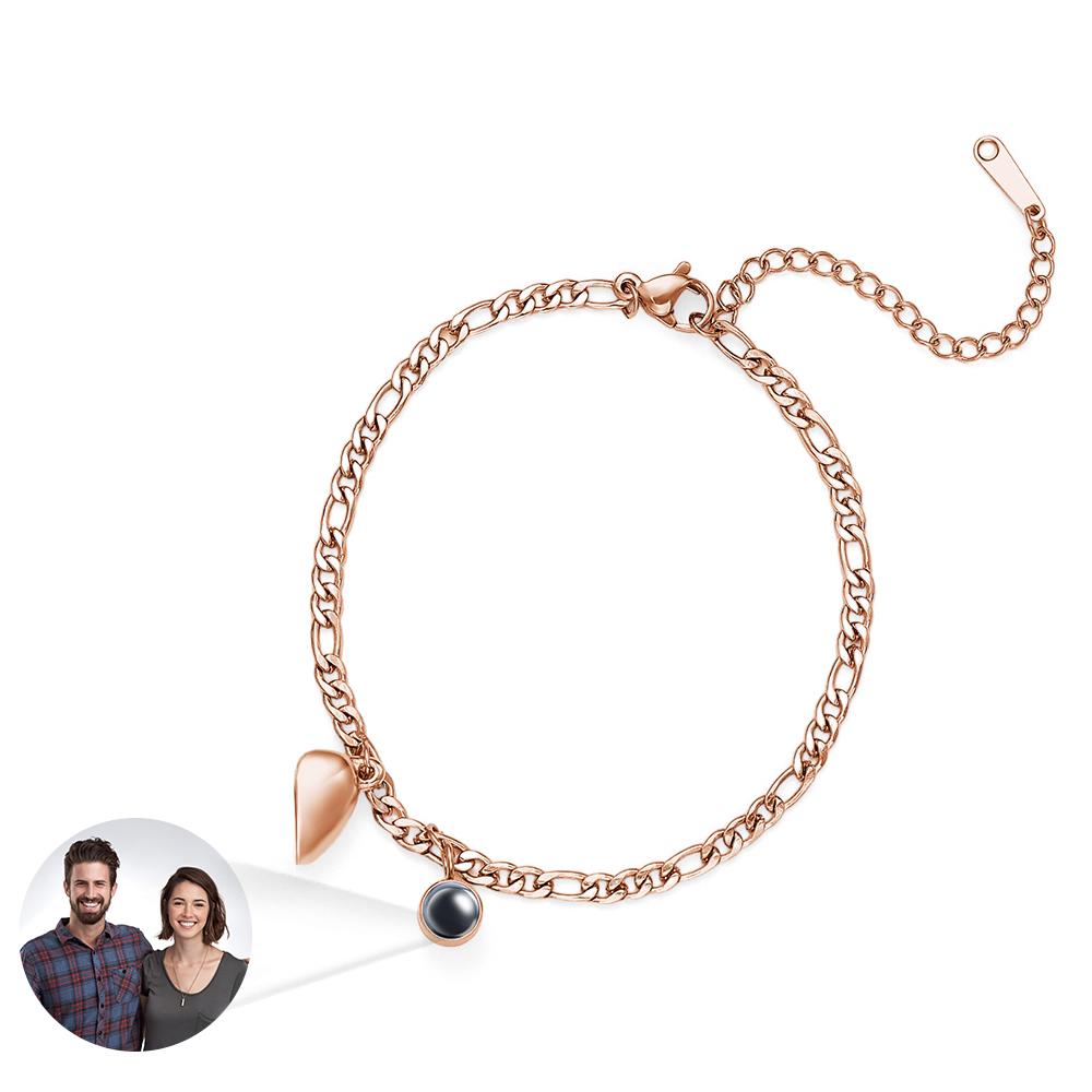Custom Projection Bracelet Couple Magnetic Heart Gift for Couple
