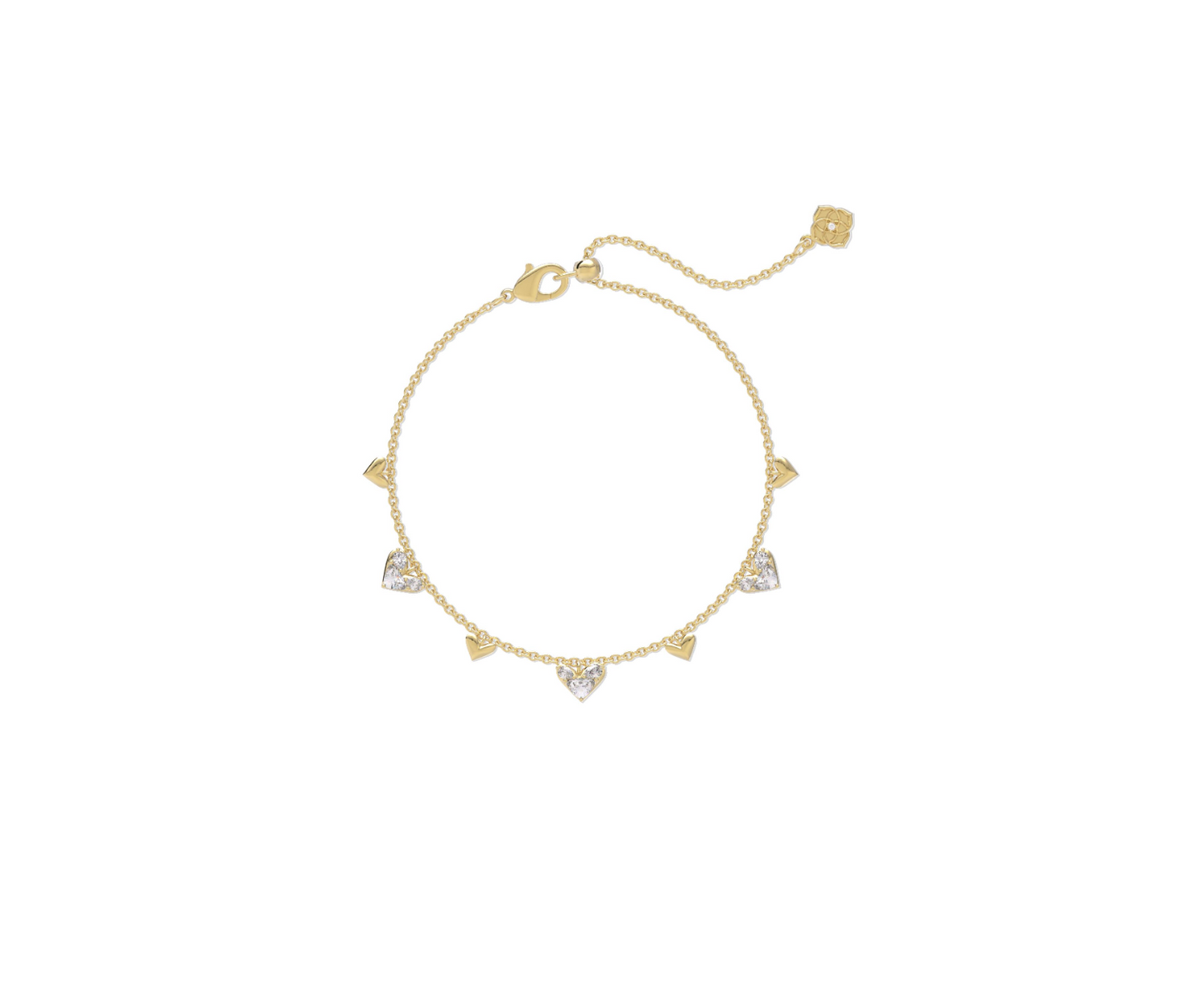Haven Heart Crystal Chain Bracelet Gold - White Crystal