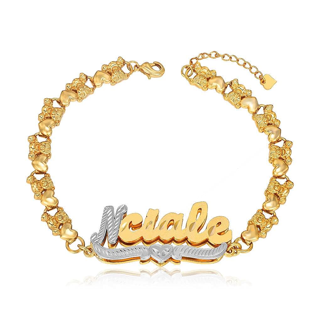 Personalized Name Bracelet Nameplate Love Heart Decor Bracelet Jewelry Gifts For Girls