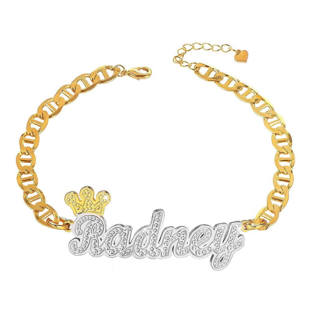 Personalized Name Bracelet With Crown Chain Hip Hop Bracelet Jewelry Gifts For Men