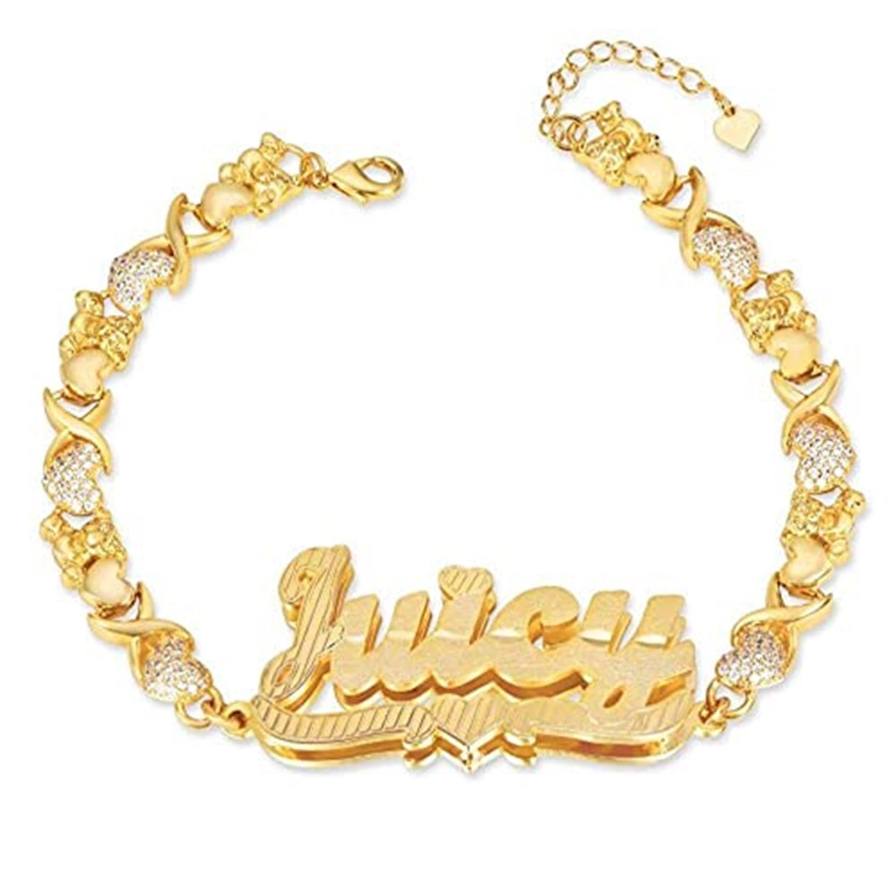 Personalized Name Bracelet Nameplate With Heart Decor Bracelet Jewelry Gifts For Men