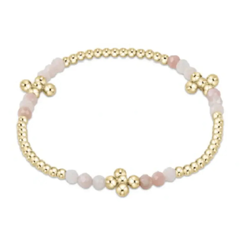 Signature Cross Gold Bliss Pattern 2.5mm Bead Bracelet - Riverstone