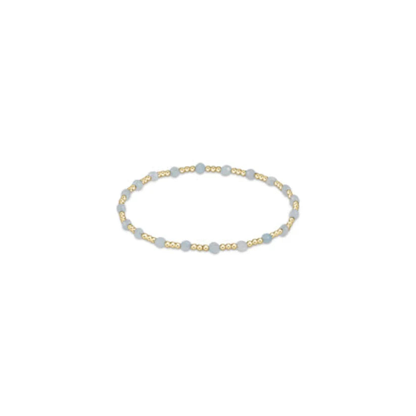 Gemstone Gold Sincerity Pattern 3mm Bead Bracelet - Aquamarine