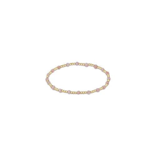 Gemstone Gold Sincerity Pattern 3mm Bead Bracelet - Pink Opal