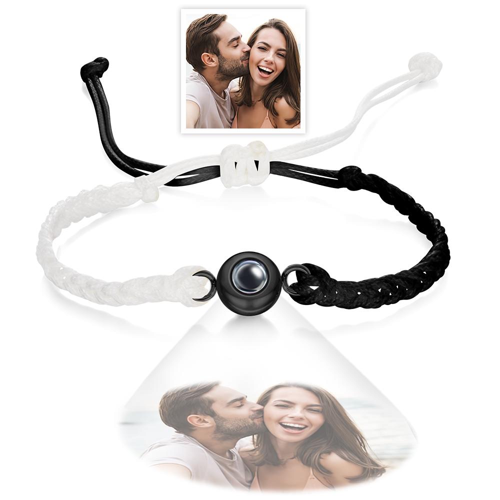 Custom Photo Projection Bracelet Black and White Colorblock Bracelet Creative Gift