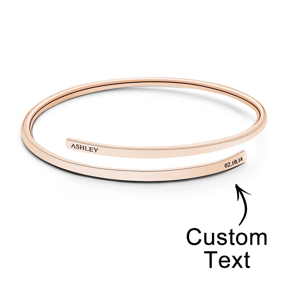 Custom Engraved Bracelets Adjustable Bracelet Simple Bangle Gift for Women