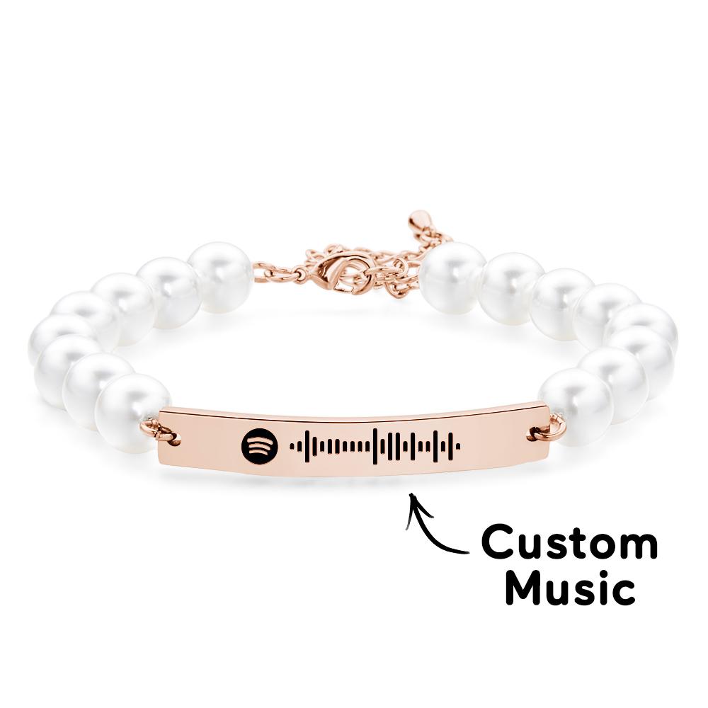Custom Scannable Spotify Code Bracelet Pearl Love Gift