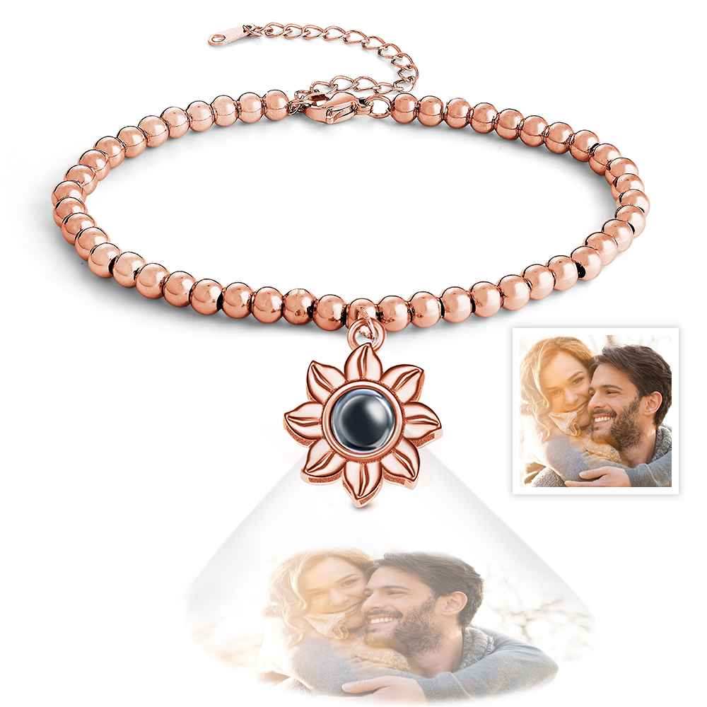 Personalized Photo Projection Sunflower Bracelet Exquisite Memorial Bracelet Jewelry For Her