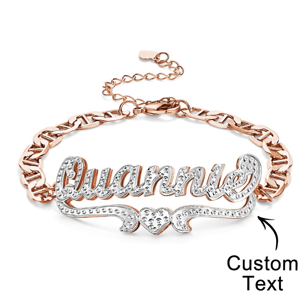 Personalized Hip Hop Name Bracelet Heart Decor Chain Bracelet Jewelry Gifts For Men