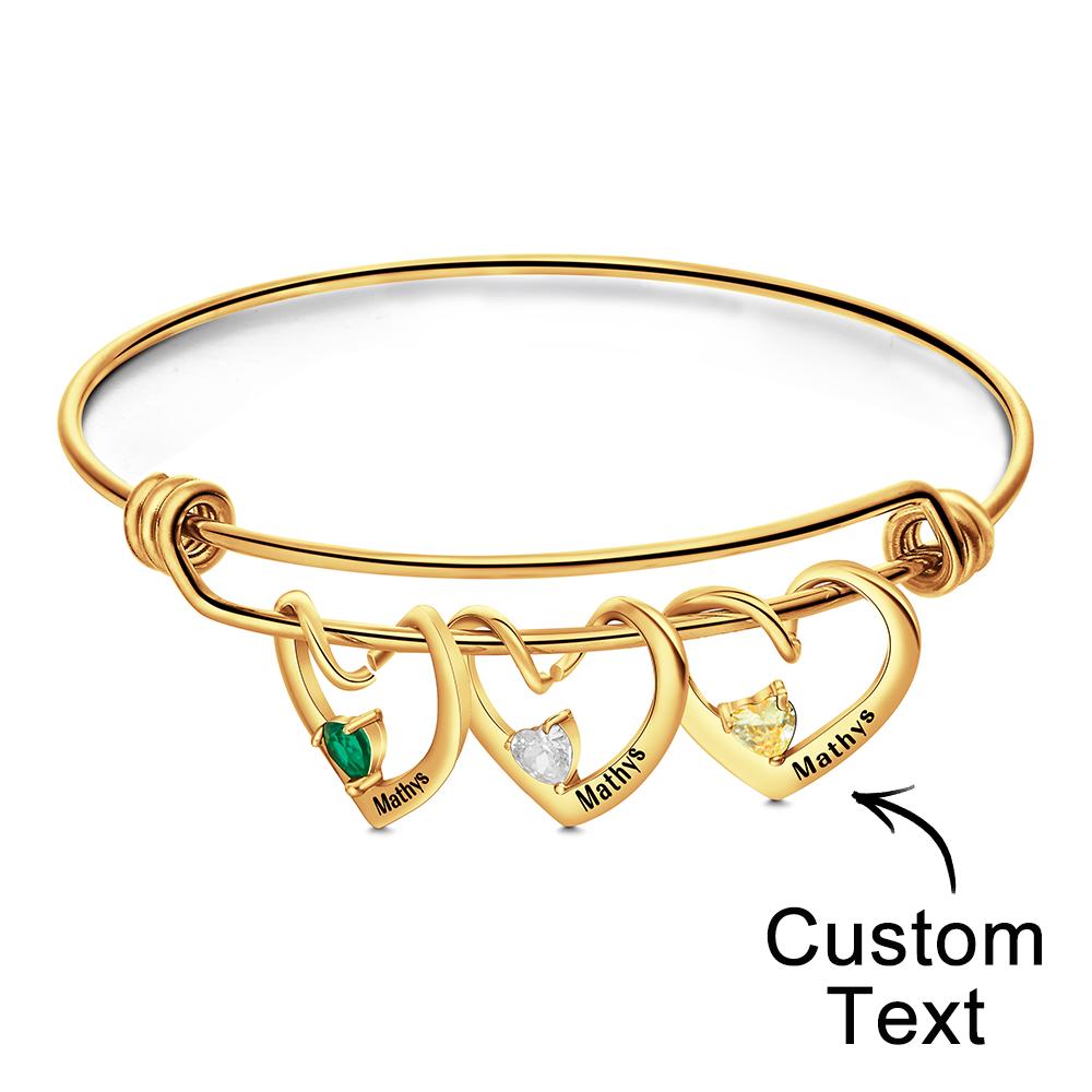 Custom Engraved Heart-Shaped Birthstone Bracelet Personalized Elegant Bracelet