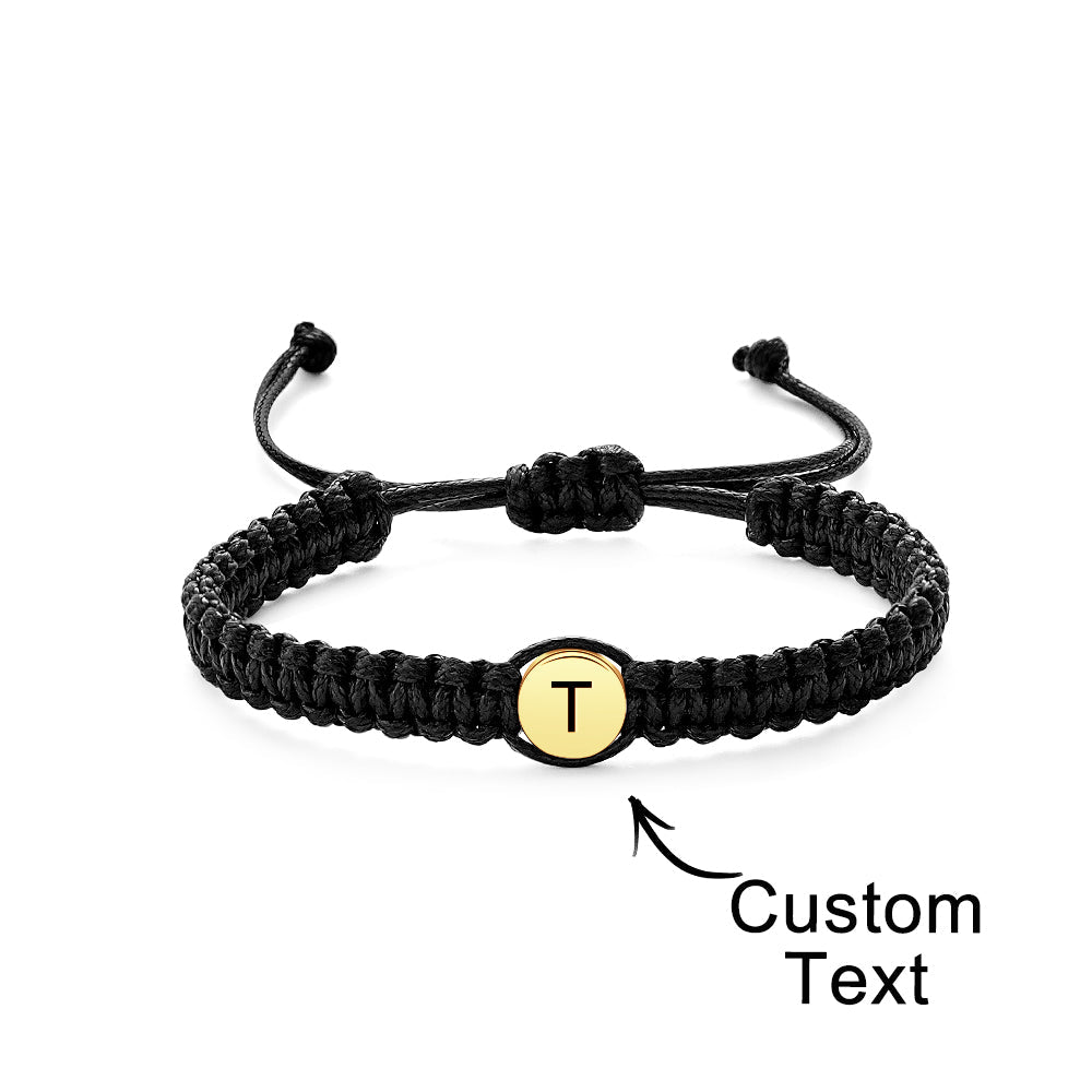 Custom Initial Letter Rope Bracelet Unique Adjustable Bracelet Gift For Men Women