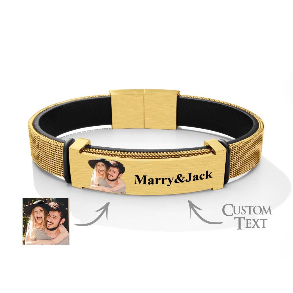 Custom Color Photo Bracelet Mesh Style Simple Gifts for Men