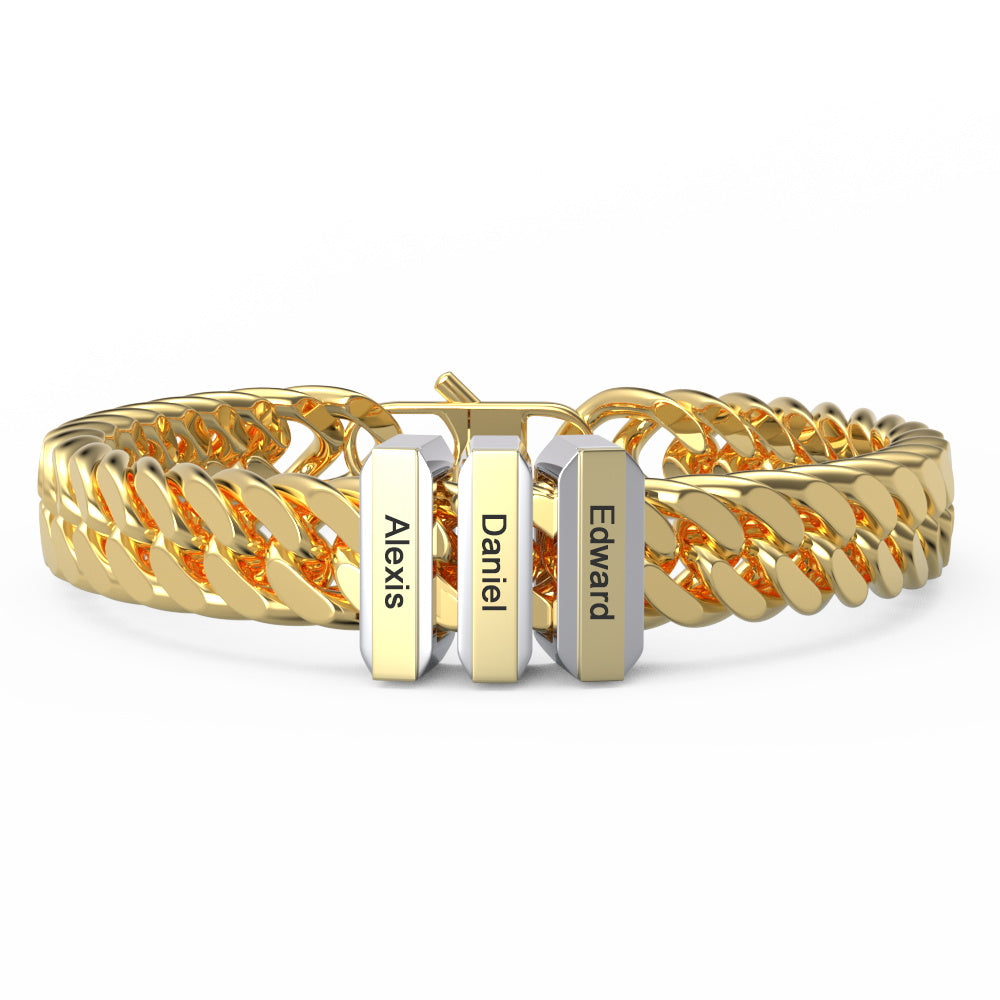 Personalized Engraved Bracelet Custom Gift for Dad 1-3 Charms