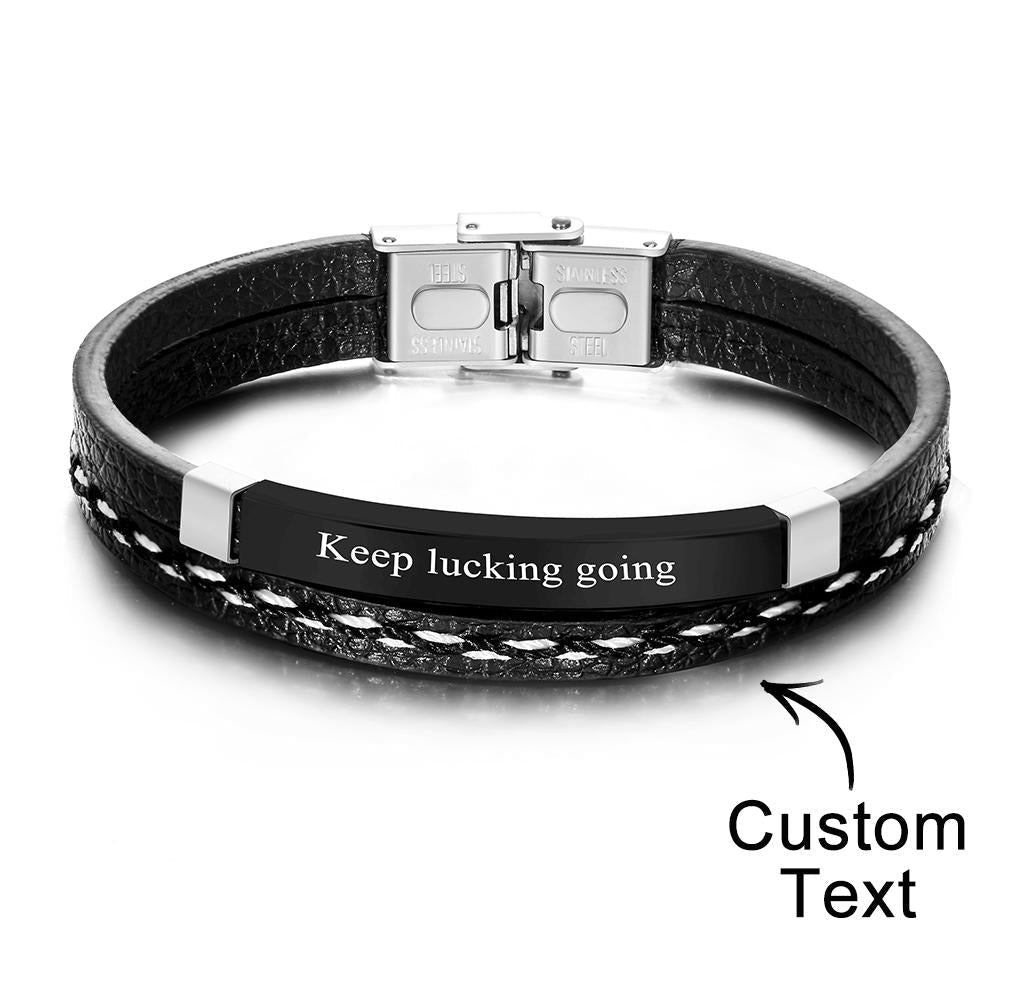 Custom Engraved Bracelet Creative Punk Leather Couples Gifts