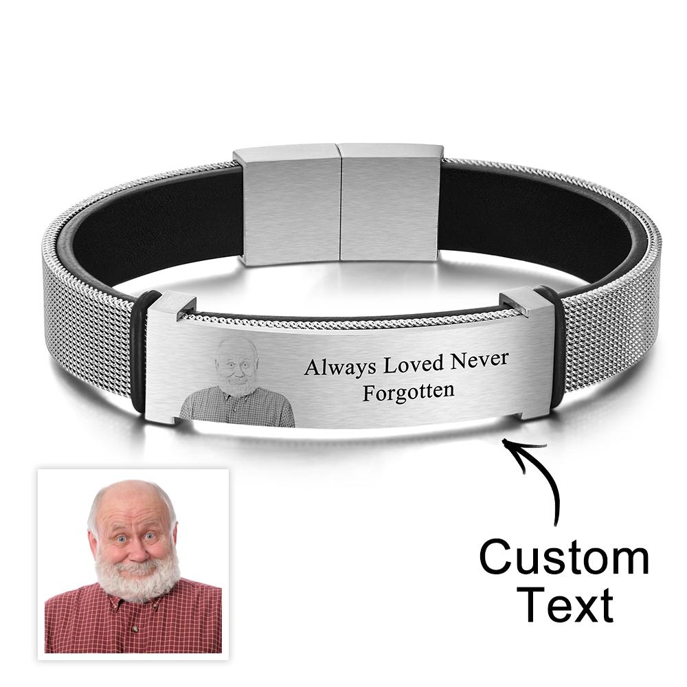 Personalized Photo Engraved Titanium Steel Bracelets Men and Women Bracelet Father's Day Gift