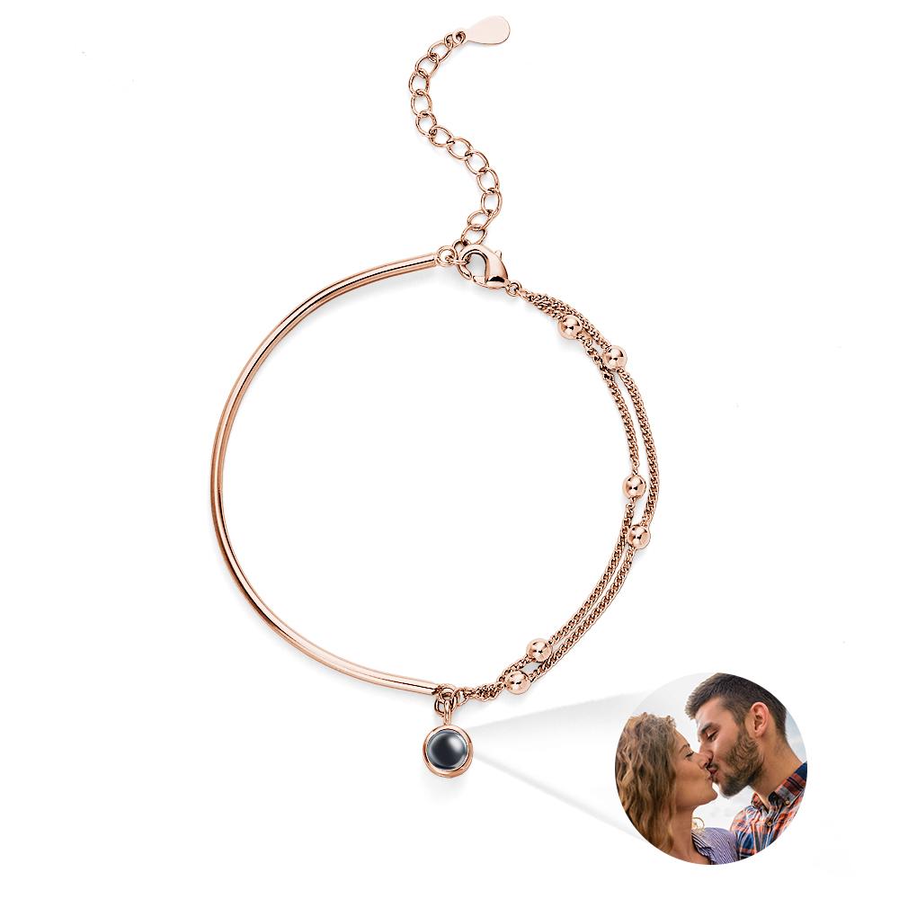 Custom Photo Projection Bracelet Double Chain Gift for Her
