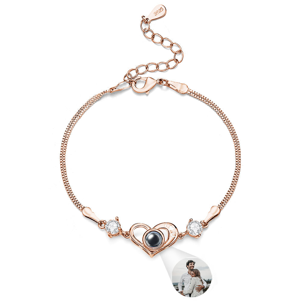 Custom Projection Photo Bracelet Peach Shape Gift