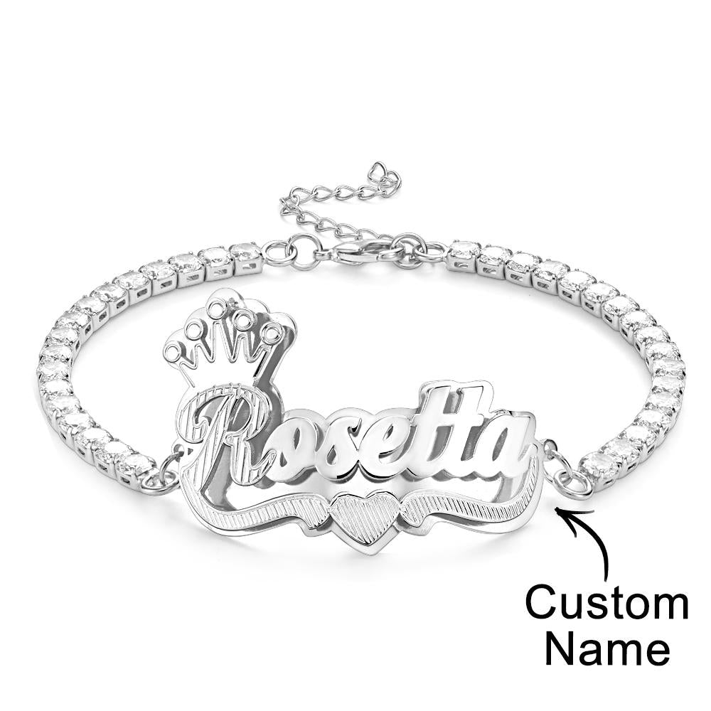 Personalized Hip Hop Name Bracelet With Crown Adjustable Zircon Bracelet Jewelry Gifts For Men