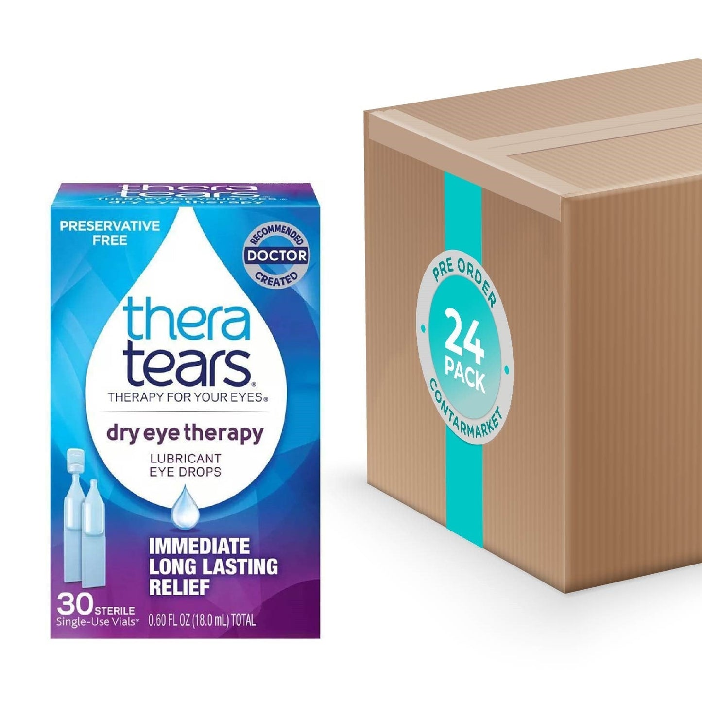 Thera Tears Lubricant Eye Drops Single Use Containers, 30 ct - 24 Pack