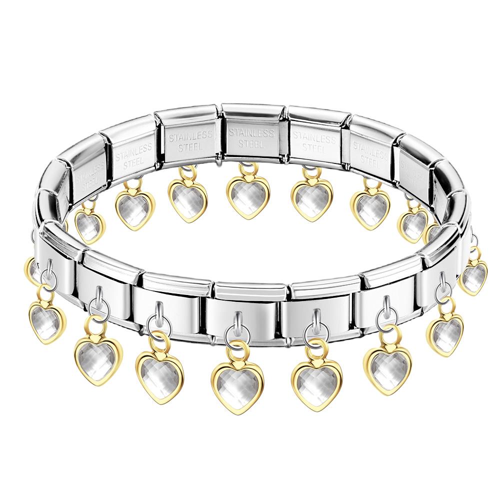 White Heart Pendant Vintage Italian Charm Bracelet