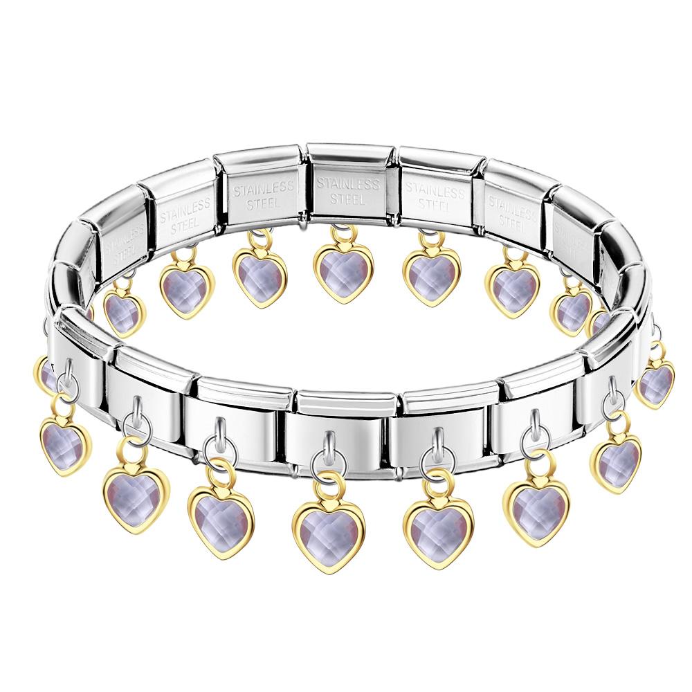 Purple Heart Dangle Vintage Italian Charm Bracelet