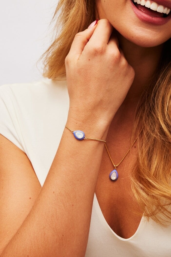 Purple Enamel and Opal Bracelet
