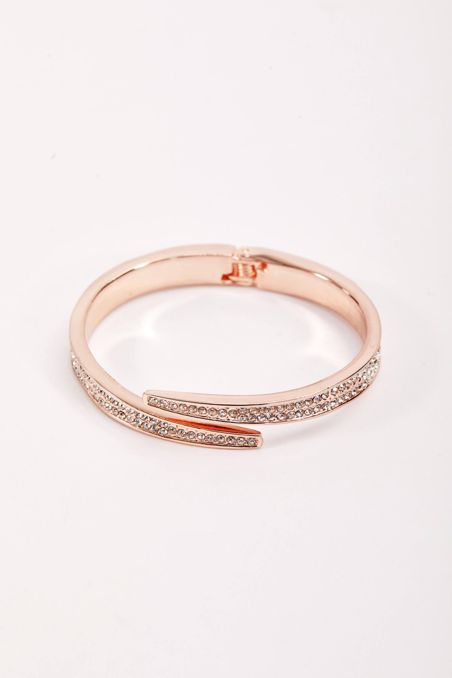 Rose Gold Hinge Diamante Bangle