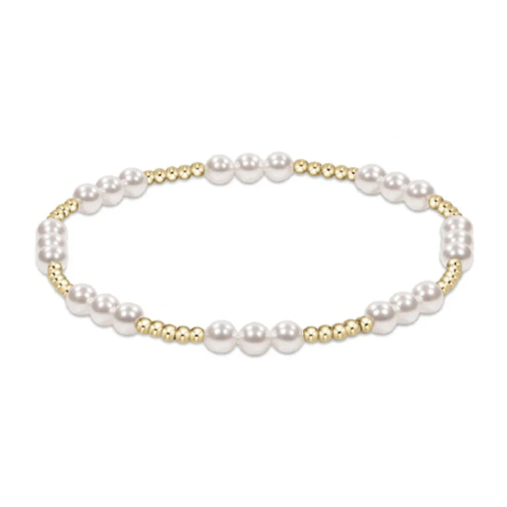 Classic Joy Pattern 4mm Bead Bracelet - Pearl
