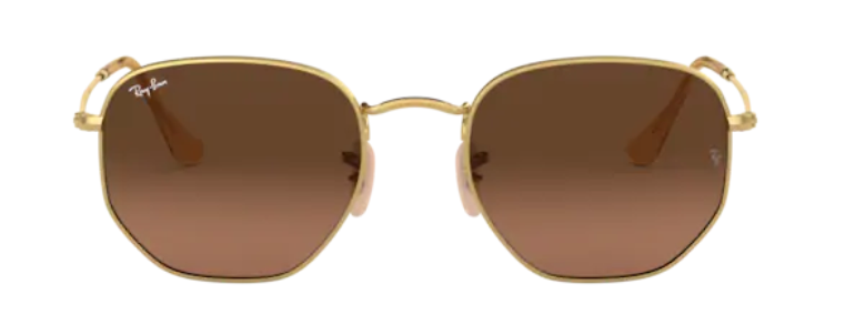 ray ban 3548 hexagonal optical prescription eyewear sunglasses retro classic funky hipster cool stylish unisex uv400 gold gradient brown lens