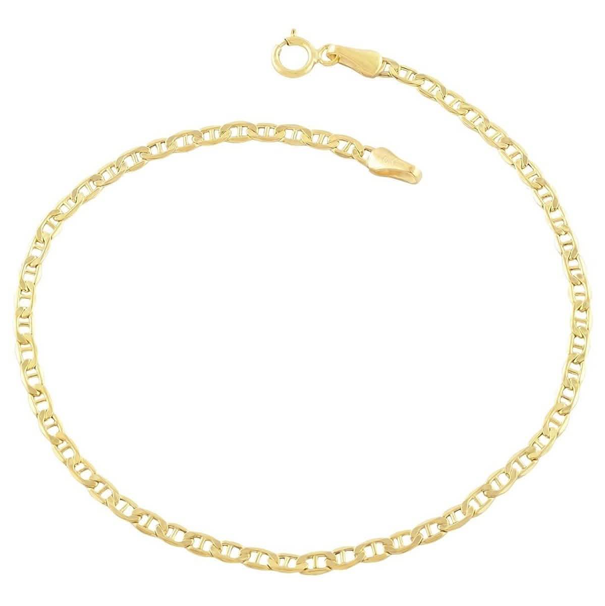 Solid 14K Gold Flat Marina Anklet