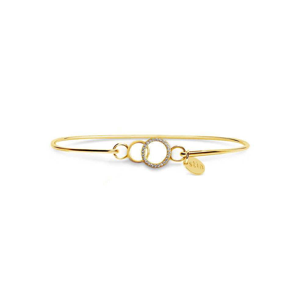 Pave Icon Bracelet Dainty Double Circle Gold