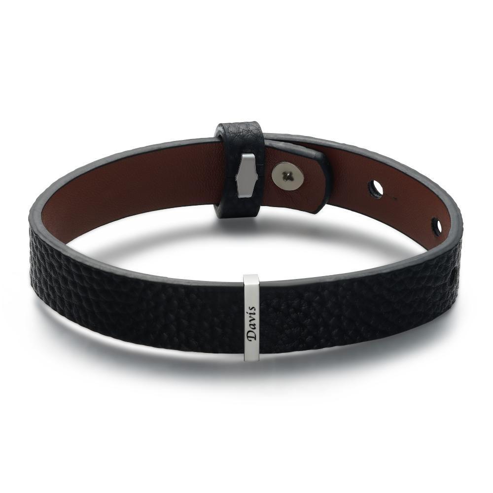 Custom Name Bracelet Silver Personalized Men's Bracelet Engraved Name Multicolor Bracelet Perfect Gift For Men On Father's Day