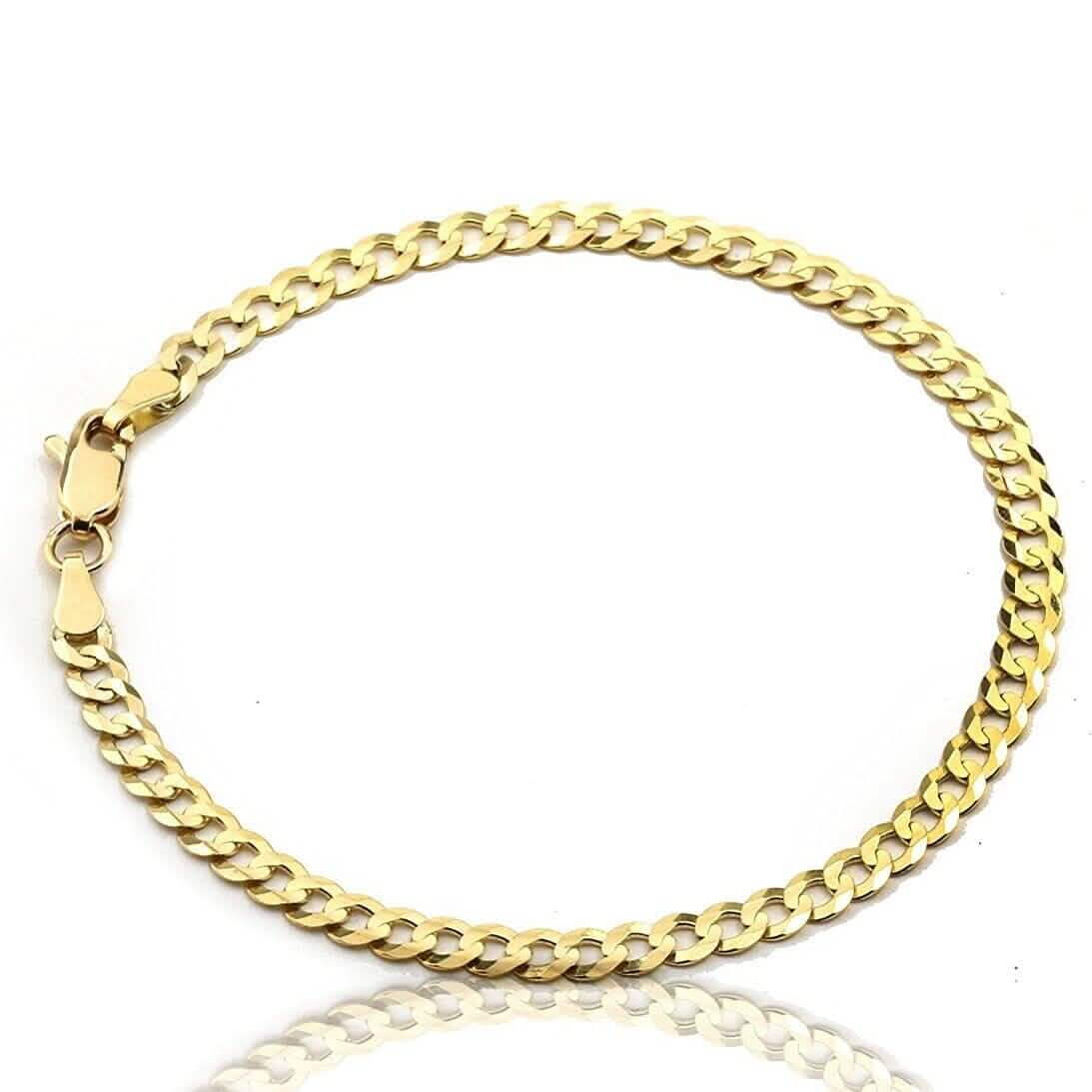 10K Yellow Gold Cuban Curb Chain Bracelet Anklet For Women – 2mm
