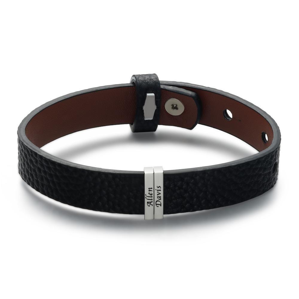 Custom Name Bracelet Silver Personalized Men's Bracelet Engraved Name Multicolor Bracelet Perfect Gift For Men On Father's Day