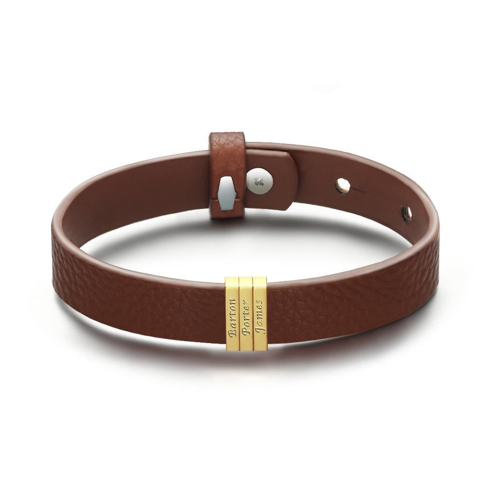 Custom Name Bracelet Silver Personalized Men's Bracelet Engraved Name Multicolor Bracelet Perfect Gift For Men On Father's Day