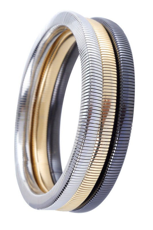 Three's Company Square Snake 6mm Coil Bracelet Set - BACKORDER