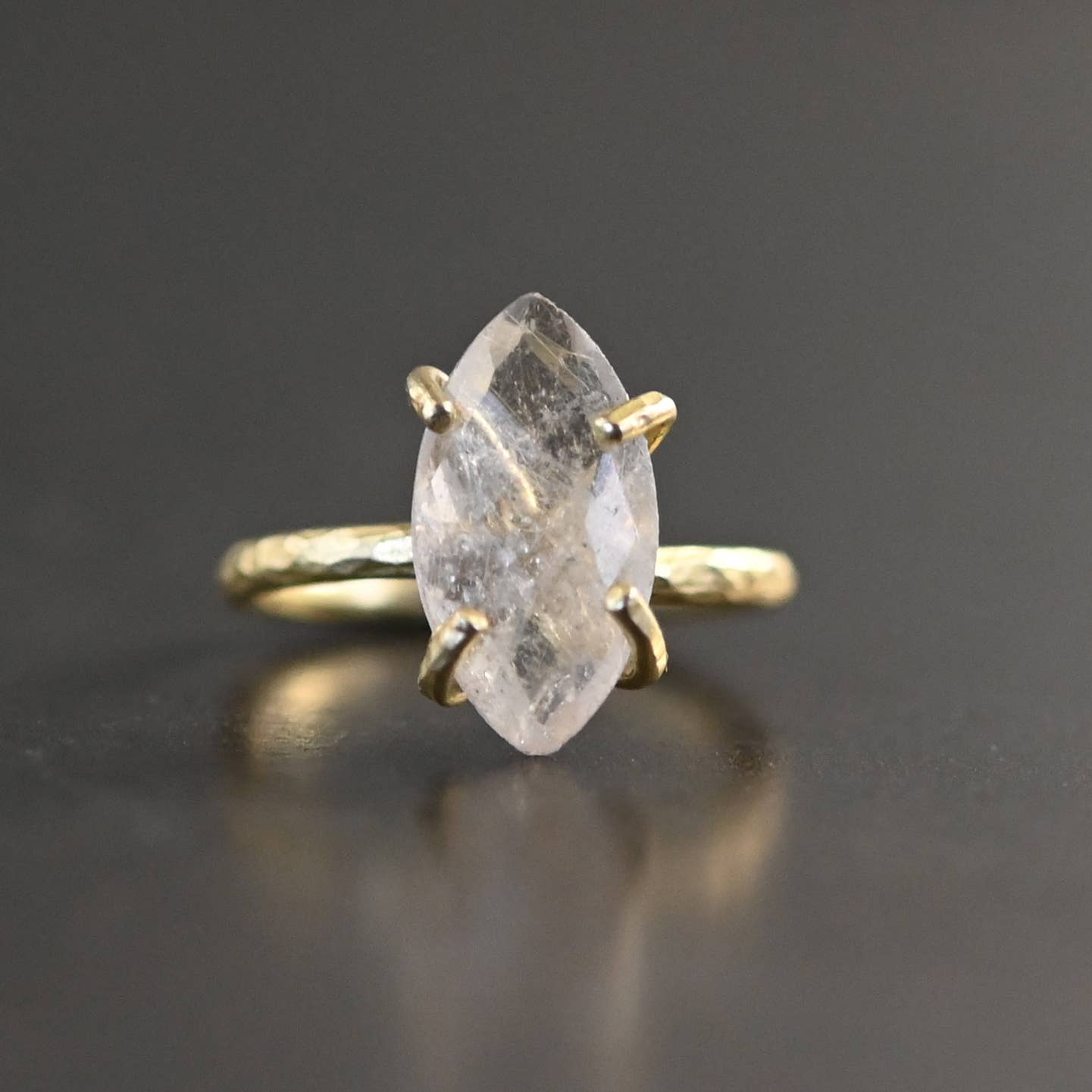 Brass Marquise Ring - Golden Rutile