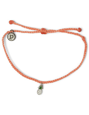 Silver Enamel Pineapple in Salmon