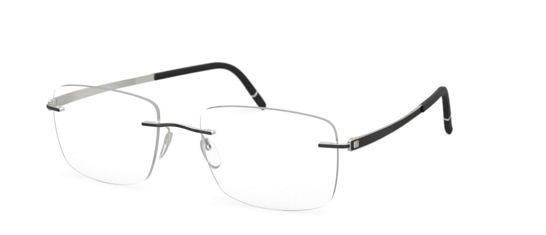 silhouette momentum 5529 optical prescription eyewear eyeglasses glasses, rimless titanium made in austria, screwless, silver black