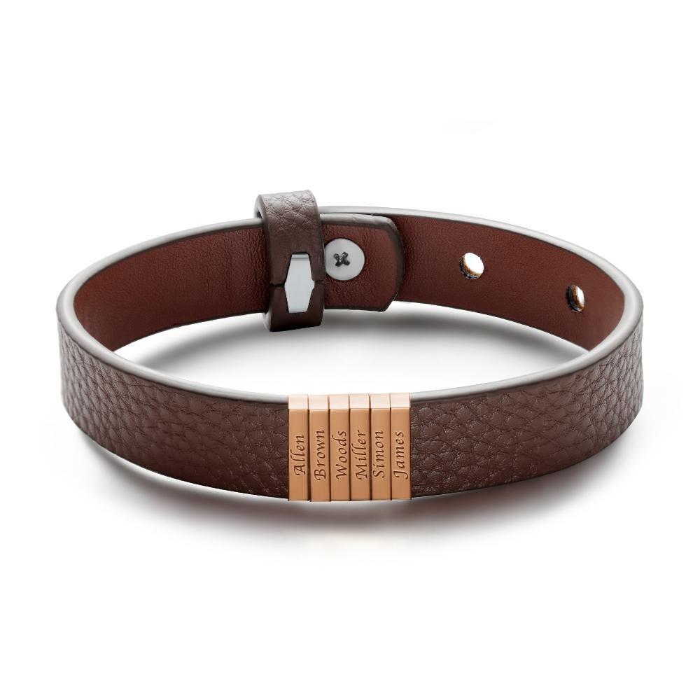 Custom Name Bracelet Silver Personalized Men's Bracelet Engraved Name Multicolor Bracelet Perfect Gift For Men On Father's Day